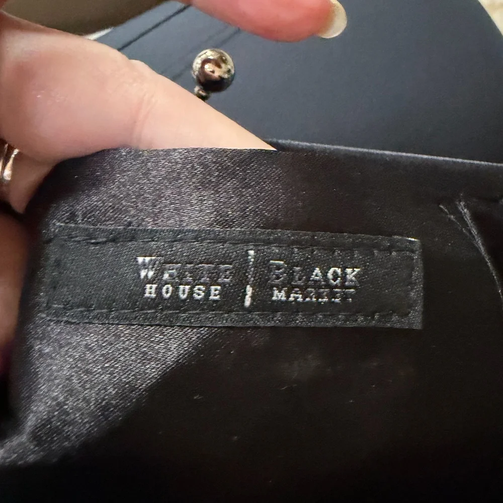 White House Black Market Black Satin/Organza Evening Clutch with Silver Hardware - Picture 4 of 8